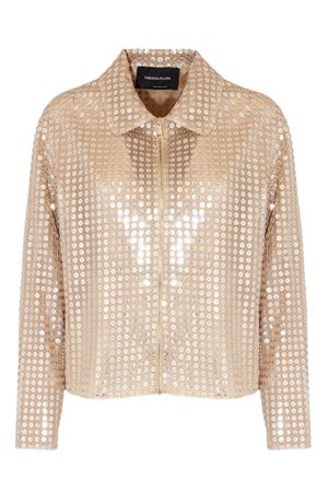 Giacca boxy in misto seta e pailettes beige FABIANA FILIPPI | GCD266F208L791VR1